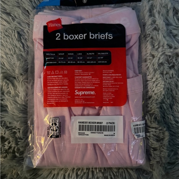 Supreme Hanes Pink Men's Boxer Briefs 2-Pack Large - Picture 3 of 3